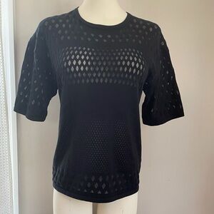 Helmut Lang Black Diamond Weave Knit Top Medium Cotton Blend